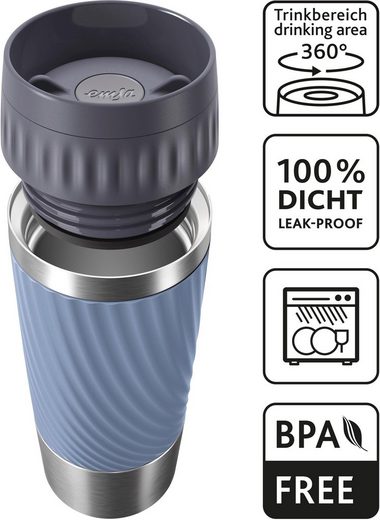 Emsa N20118 Travel Mug Easy Twist Thermobecher, 0,36 L Aqua Auslaufsicher - techniktrends
