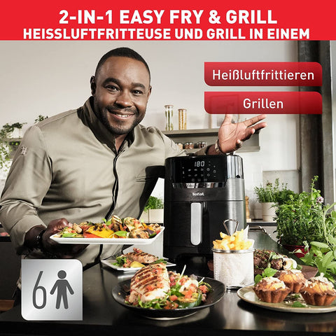 Tefal Fry & Grill EY5058 Power 2in1 Heißluftfritteuse, 1400 Watt | 4,2 L, Air Fryer + Digitales Rezeptheft & Ingenio Pfannenwender