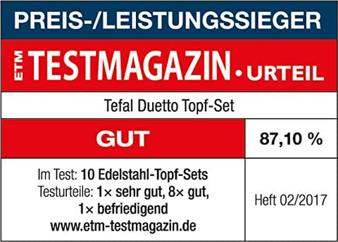 Tefal A705A8 Duetto Edelstahl Kochtopf-Set, 7tlg induktionsgeeignet