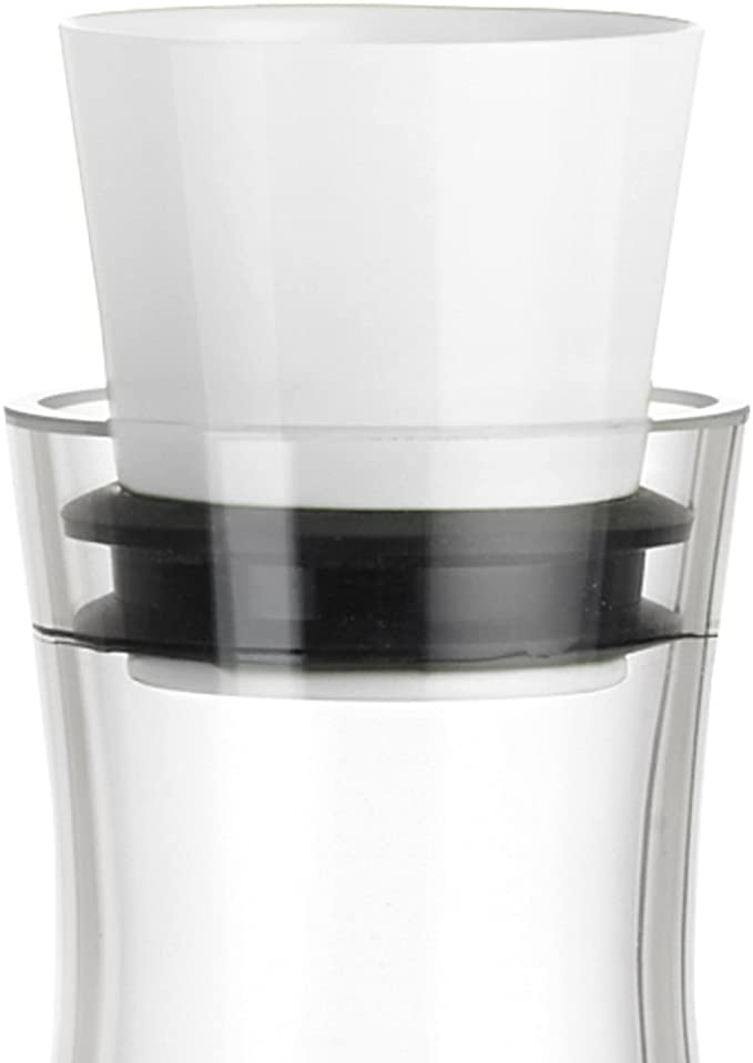 Emsa 515475 Flow Slim Friends Glaskaraffe | mit Kühlelement | 1 Liter | Automatische Verschlussklappe | bis zu 4 Stunden kalt | Weiß