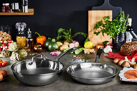 Tefal Pfannenset Eternal Mesh Edelstahl kratzfest 24 28cm + Pfannenwender - techniktrends